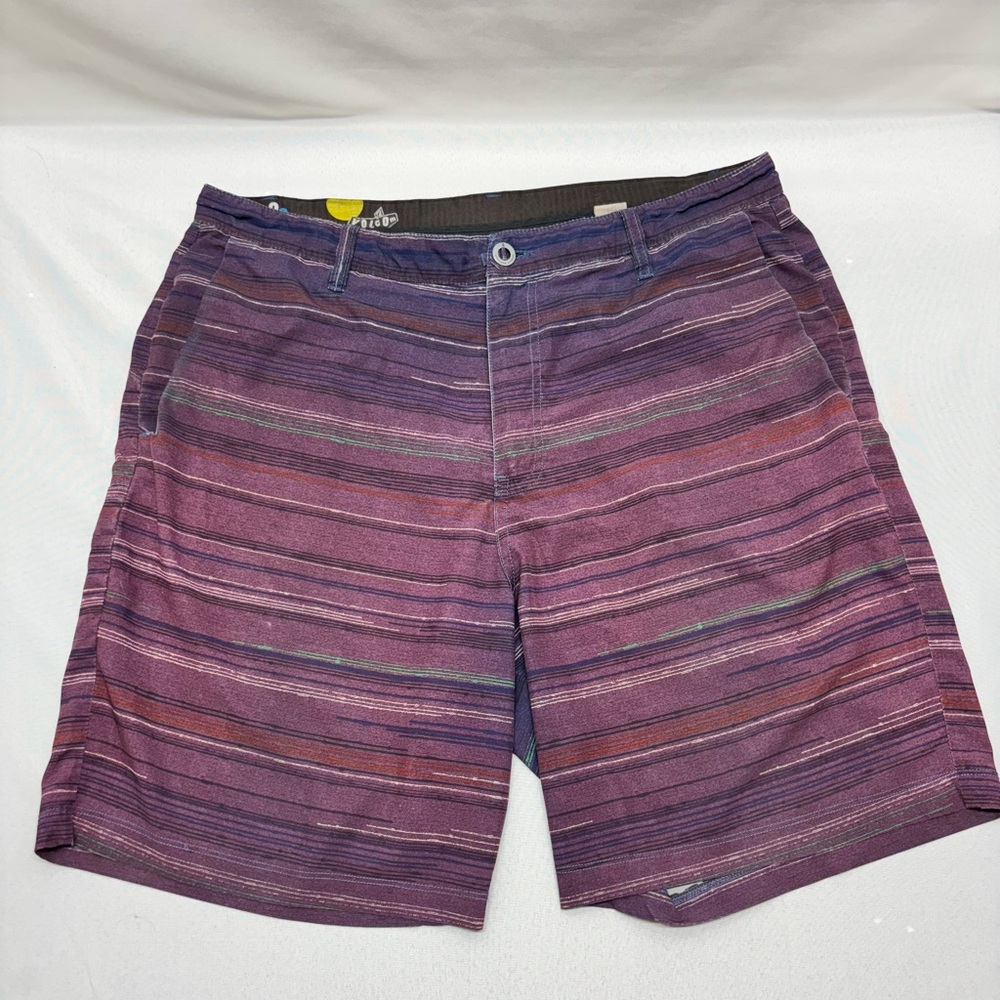 Volcom Active H2O Purple Striped Chino Shorts Men's Size 38 W Pockets